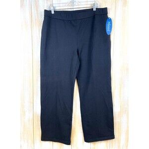 NWT Relaxed by Charter Club Black Yoga Pants Cropped w/pockets Size Petite Large